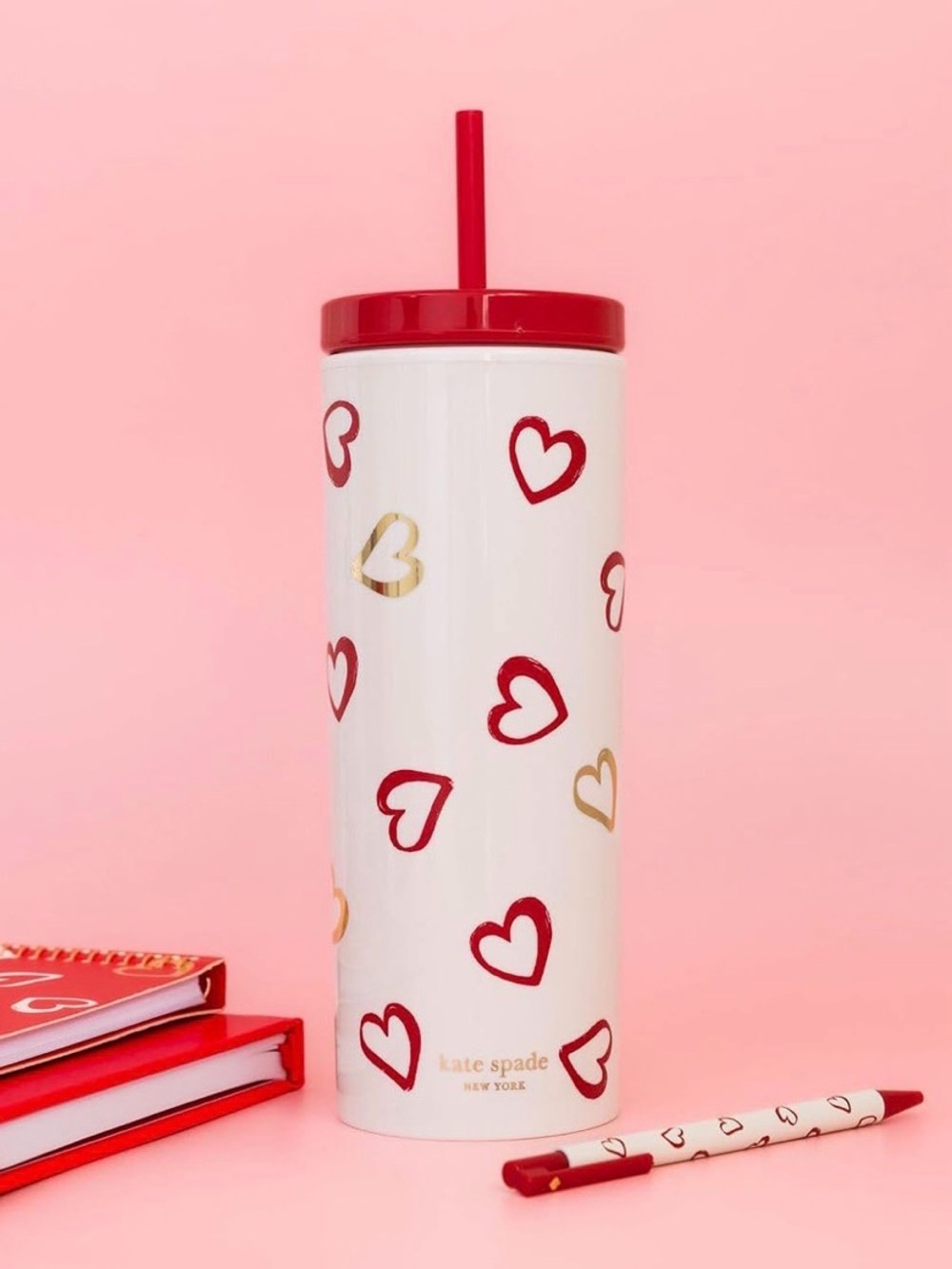 kate spade Heart Acrylic Tumbler with Straw